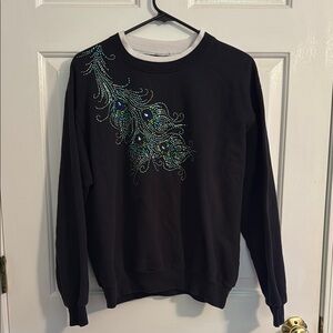 Black Sweater with Peacock Design
